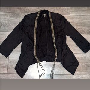 Rock & Republic Size 8 Black Blazer Silver Beaded Accents